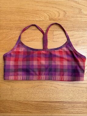 Beyond Yoga Plaid Pink & Purple Bra